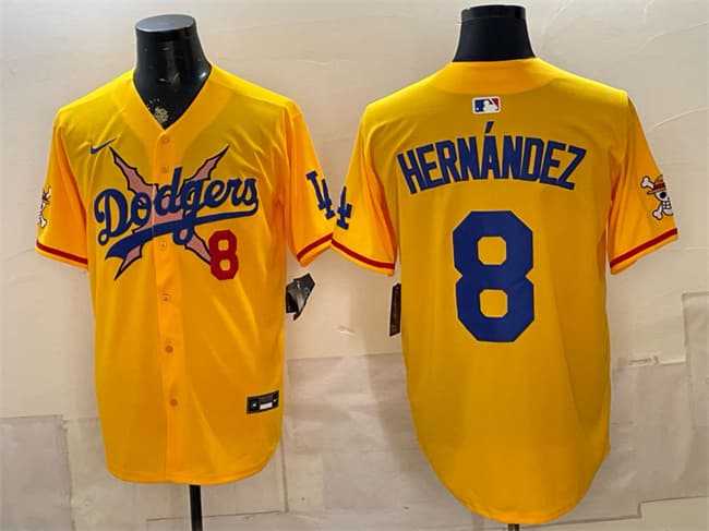 Men's Los Angeles Dodgers x One Piece #8 Enrique Hernandez Yellow Vapor Premier Limited Stitched Jersey Dzhi,We sell and wholesale Men's Los Angeles Dodgers x One Piece #8 Enrique Hernandez Yellow Vapor Premier Limited Stitched Jersey Dzhi on line form chian!