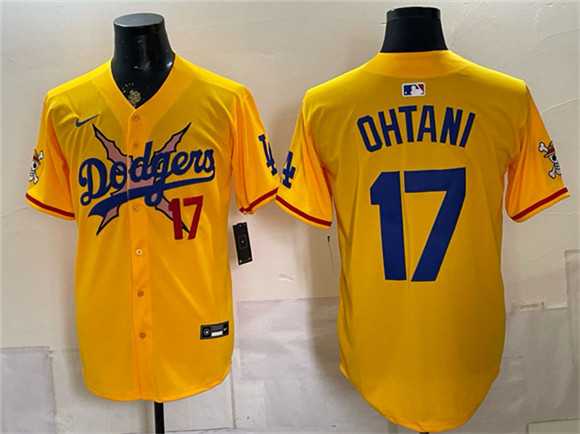 Men's Los Angeles Dodgers x One Piece #17 Shohei Ohtani Yellow Vapor Premier Limited Stitched Jersey Dzhi,We sell and wholesale Men's Los Angeles Dodgers x One Piece #17 Shohei Ohtani Yellow Vapor Premier Limited Stitched Jersey Dzhi on line form chian!