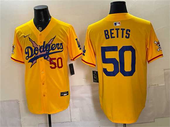 Men's Los Angeles Dodgers x One Piece #50 Mookie Betts Yellow Vapor Premier Limited Stitched Jersey Dzhi,We sell and wholesale Men's Los Angeles Dodgers x One Piece #50 Mookie Betts Yellow Vapor Premier Limited Stitched Jersey Dzhi on line form chian!
