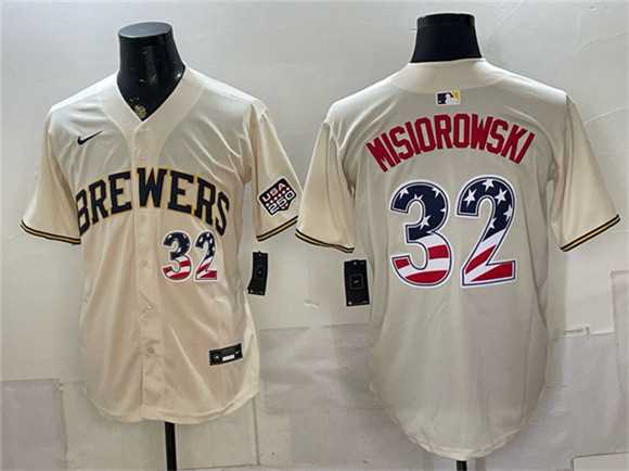 Men's Milwaukee Brewers #32 Jacob Misiorowski Cream 2026 USA 250 Fourth of July Home Stadium Stitched Jersey Dzhi,We sell and wholesale Men's Milwaukee Brewers #32 Jacob Misiorowski Cream 2026 USA 250 Fourth of July Home Stadium Stitched Jersey Dzhi on line form chian!