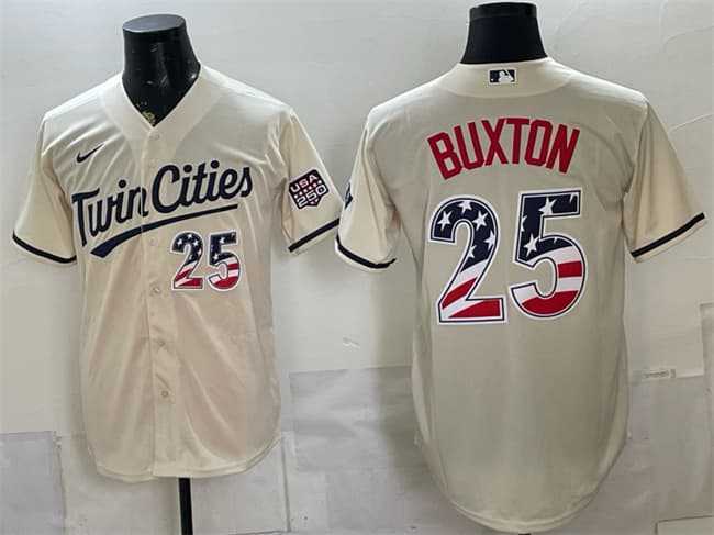 Men's Minnesota Twins #25 Byron Buxton Cream 2026 USA 250 Fourth of July Stitched Jersey Dzhi,We sell and wholesale Men's Minnesota Twins #25 Byron Buxton Cream 2026 USA 250 Fourth of July Stitched Jersey Dzhi on line form chian!