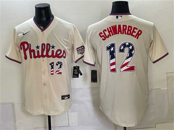 Men's Philadelphia Phillies #12 Kyle Schwarber Cream USA 250 Fourth of July Home Stitched Jersey Dzhi,We sell and wholesale Men's Philadelphia Phillies #12 Kyle Schwarber Cream USA 250 Fourth of July Home Stitched Jersey Dzhi on line form chian!