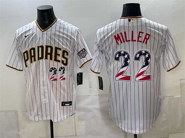 Men's San Diego Padres #22 Mason Miller White USA 250 Fourth of July Home Stitched Jersey Dzhi,We sell and wholesale Men's San Diego Padres #22 Mason Miller White USA 250 Fourth of July Home Stitched Jersey Dzhi on line form chian!
