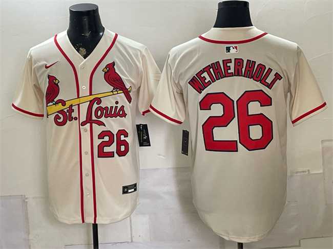 Men's St. Louis Cardinals #26 JJ Wetherholt Cream Limited Stitched Jersey,We sell and wholesale Men's St. Louis Cardinals #26 JJ Wetherholt Cream Limited Stitched Jersey on line form chian!