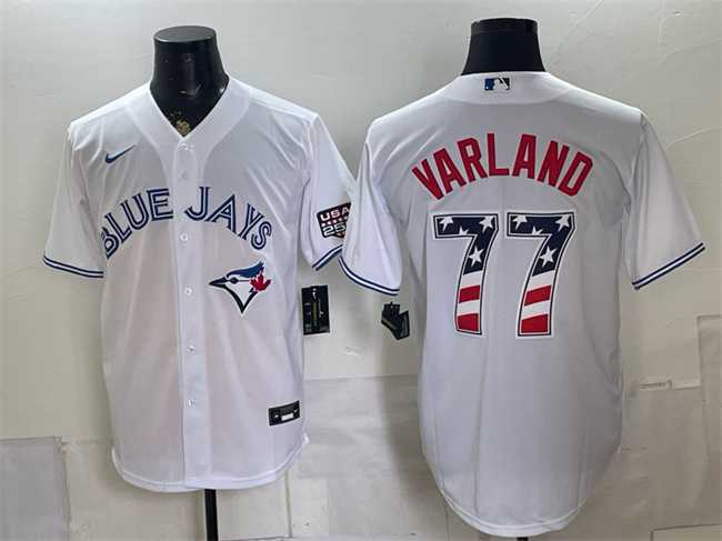 Men's Toronto Blue Jays #77 Louis Varland White 2026 USA 250 Fourth of July Stitched Jersey Dzhi,We sell and wholesale Men's Toronto Blue Jays #77 Louis Varland White 2026 USA 250 Fourth of July Stitched Jersey Dzhi on line form chian!