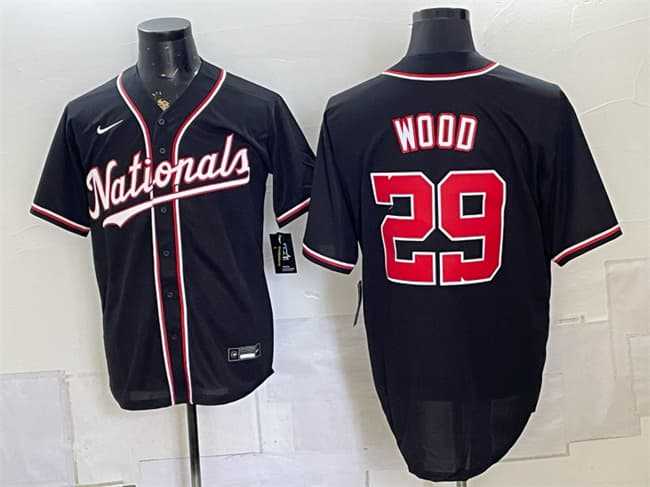 Men's Washington Nationals #29 James Wood 2026 Fashion Replica Black Out Stitched Jersey,We sell and wholesale Men's Washington Nationals #29 James Wood 2026 Fashion Replica Black Out Stitched Jersey on line form chian!