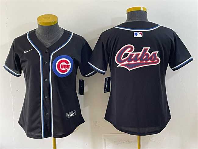 Women's Chicago Cubs Team Big Logo 2026 Fashion Replica Black Out Stitched Jersey(Run Small) Dzhi,We sell and wholesale Women's Chicago Cubs Team Big Logo 2026 Fashion Replica Black Out Stitched Jersey(Run Small) Dzhi on line form chian!