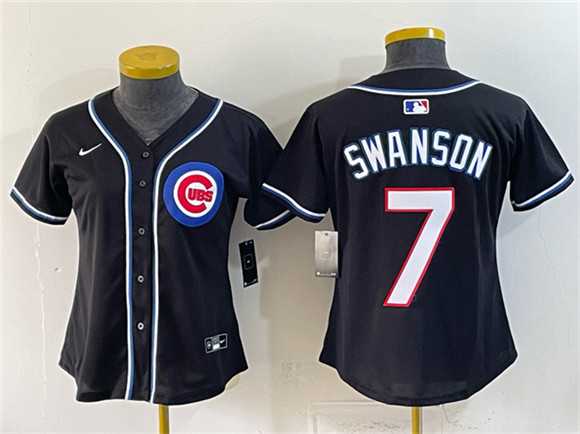 Women's Chicago Cubs #7 Dansby Swanson 2026 Fashion Replica Black Out Stitched Jersey(Run Small),We sell and wholesale Women's Chicago Cubs #7 Dansby Swanson 2026 Fashion Replica Black Out Stitched Jersey(Run Small) on line form chian!