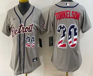 Women's Detroit Tigers #20 Spencer Torkelson Grey 2026 USA 250 Fourth of July Stitched Jersey Dzhi,We sell and wholesale Women's Detroit Tigers #20 Spencer Torkelson Grey 2026 USA 250 Fourth of July Stitched Jersey Dzhi on line form chian!