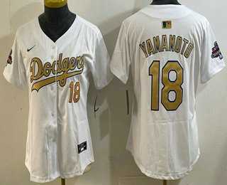 Women's Los Angeles Dodgers #18 Yoshinobu Yamamoto White 2025 Gold Collection Limited Stitched Jersey,We sell and wholesale Women's Los Angeles Dodgers #18 Yoshinobu Yamamoto White 2025 Gold Collection Limited Stitched Jersey on line form chian!