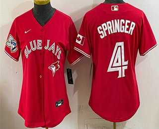 Women's Toronto Blue Jays #4 George Springer Red 50 Seasons Patch Stitched Jersey,We sell and wholesale Women's Toronto Blue Jays #4 George Springer Red 50 Seasons Patch Stitched Jersey on line form chian!