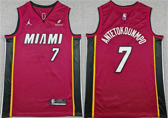 Men's Miami Heat #7 Giannis Antetokounmpo Red 2025 Statement Edition Swingman Stitched Jersey,We sell and wholesale Men's Miami Heat #7 Giannis Antetokounmpo Red 2025 Statement Edition Swingman Stitched Jersey on line form chian!