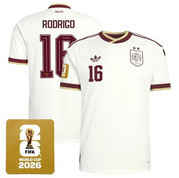 Men's Spain Team #16 Rodrigo White 2026 World Cup Away Soccer Jersey,We sell and wholesale Men's Spain Team #16 Rodrigo White 2026 World Cup Away Soccer Jersey on line form chian!