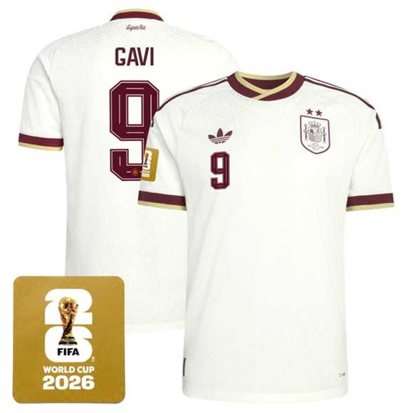 Men's Spain Team #9 Gavi White 2026 World Cup Away Soccer Jersey,We sell and wholesale Men's Spain Team #9 Gavi White 2026 World Cup Away Soccer Jersey on line form chian!
