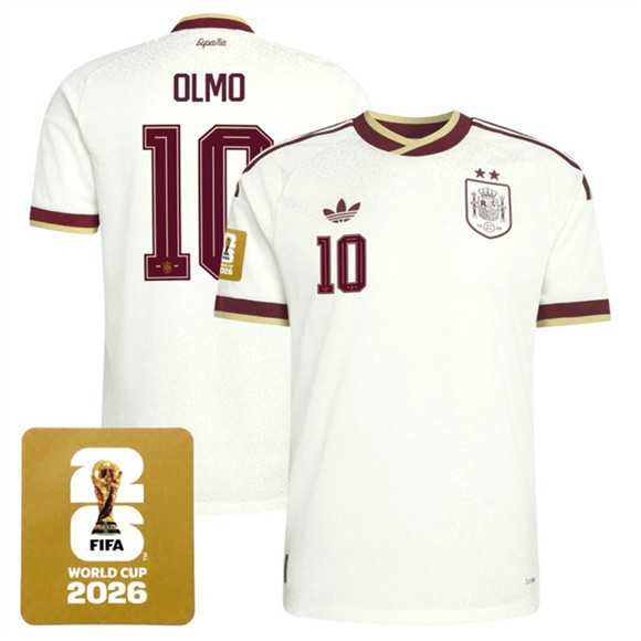 Men's Spain Team #10 Dani Olmo White 2026 World Cup Away Soccer Jersey,We sell and wholesale Men's Spain Team #10 Dani Olmo White 2026 World Cup Away Soccer Jersey on line form chian!