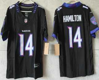 Women's Baltimore Ravens #14 Kyle Hamilton Limited Black Vapor FUSE Jersey,We sell and wholesale Women's Baltimore Ravens #14 Kyle Hamilton Limited Black Vapor FUSE Jersey on line form chian!