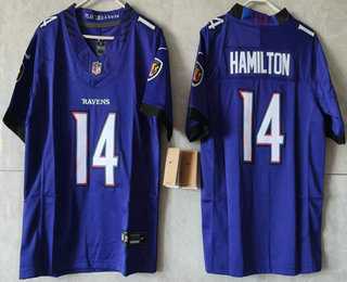 Women's Baltimore Ravens #14 Kyle Hamilton Limited Purple Vapor FUSE Jersey,We sell and wholesale Women's Baltimore Ravens #14 Kyle Hamilton Limited Purple Vapor FUSE Jersey on line form chian!