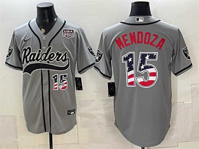 Men's Las Vegas Raiders #15 Fernando Mendoza Gray USA 250 Fourth of July Vapor Limited Stitched Baseball Jersey Dzhi,We sell and wholesale Men's Las Vegas Raiders #15 Fernando Mendoza Gray USA 250 Fourth of July Vapor Limited Stitched Baseball Jersey Dzhi on line form chian!