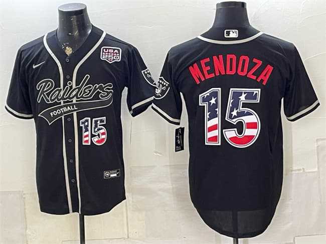 Men's Las Vegas Raiders #15 Fernando Mendoza Black USA 250 Fourth of July Vapor Limited Stitched Baseball Jersey Dzhi,We sell and wholesale Men's Las Vegas Raiders #15 Fernando Mendoza Black USA 250 Fourth of July Vapor Limited Stitched Baseball Jersey Dzhi on line form chian!