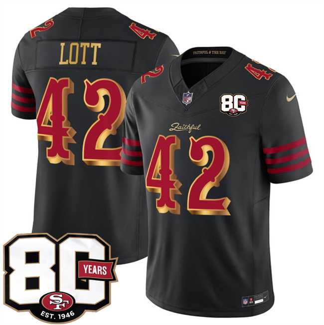 Men's San Francisco 49ers #42 Ronnie Lott Black 80th Anniversary Patch Rivalries 2026 F.U.S.E. Vapor Untouchable Limited Stitched Jersey Dzhi,We sell and wholesale Men's San Francisco 49ers #42 Ronnie Lott Black 80th Anniversary Patch Rivalries 2026 F.U.S.E. Vapor Untouchable Limited Stitched Jersey Dzhi on line form chian!