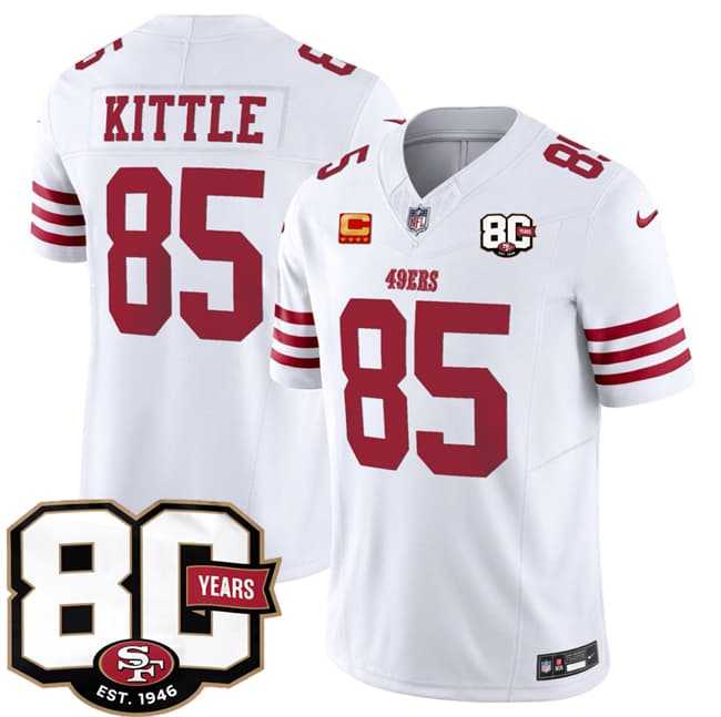 Men's San Francisco 49ers #85 George kittle White 80th Anniversary Patch And 4-Star C Patch 2026 F.U.S.E. Vapor Untouchable Limited Stitched Jersey Dzhi,We sell and wholesale Men's San Francisco 49ers #85 George kittle White 80th Anniversary Patch And 4-Star C Patch 2026 F.U.S.E. Vapor Untouchable Limited Stitched Jersey Dzhi on line form chian!