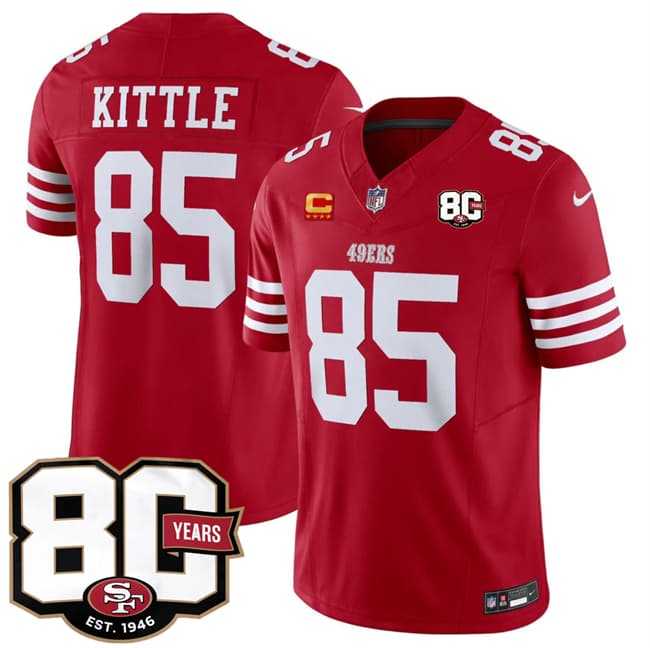 Men's San Francisco 49ers #85 George kittle Red 80th Anniversary Patch And 4-Star C Patch 2026 F.U.S.E. Vapor Untouchable Limited Stitched Jersey Dzhi,We sell and wholesale Men's San Francisco 49ers #85 George kittle Red 80th Anniversary Patch And 4-Star C Patch 2026 F.U.S.E. Vapor Untouchable Limited Stitched Jersey Dzhi on line form chian!