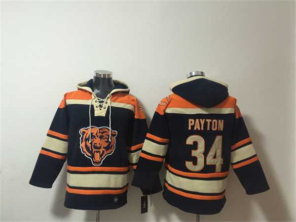 Men's Chicago Bears #34 Walter Payton Navy Ageless Must-Have Lace-Up Pullover Hoodie,We sell and wholesale Men's Chicago Bears #34 Walter Payton Navy Ageless Must-Have Lace-Up Pullover Hoodie on line form chian!