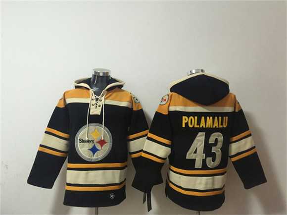 Men's Pittsburgh Steelers #43 Troy Polamalu Black Ageless Must-Have Lace-Up Pullover Hoodie,We sell and wholesale Men's Pittsburgh Steelers #43 Troy Polamalu Black Ageless Must-Have Lace-Up Pullover Hoodie on line form chian!