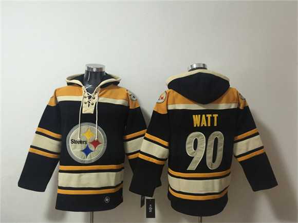Men's Pittsburgh Steelers #90 T. J. Watt Black Ageless Must-Have Lace-Up Pullover Hoodie,We sell and wholesale Men's Pittsburgh Steelers #90 T. J. Watt Black Ageless Must-Have Lace-Up Pullover Hoodie on line form chian!