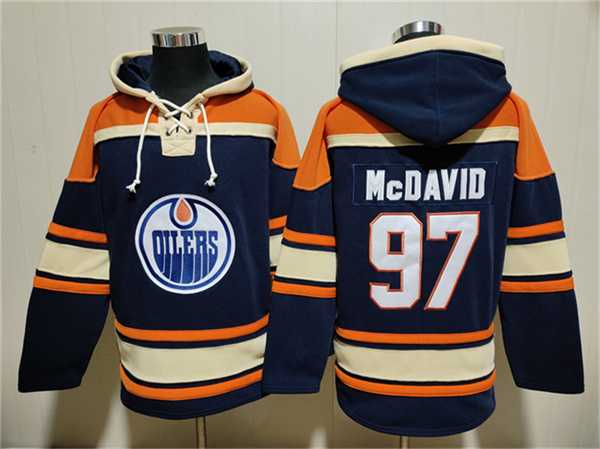 Men's Edmonton Oilers #97 Connor McDavid Navy Lace-Up Pullover Hoodie,We sell and wholesale Men's Edmonton Oilers #97 Connor McDavid Navy Lace-Up Pullover Hoodie on line form chian!