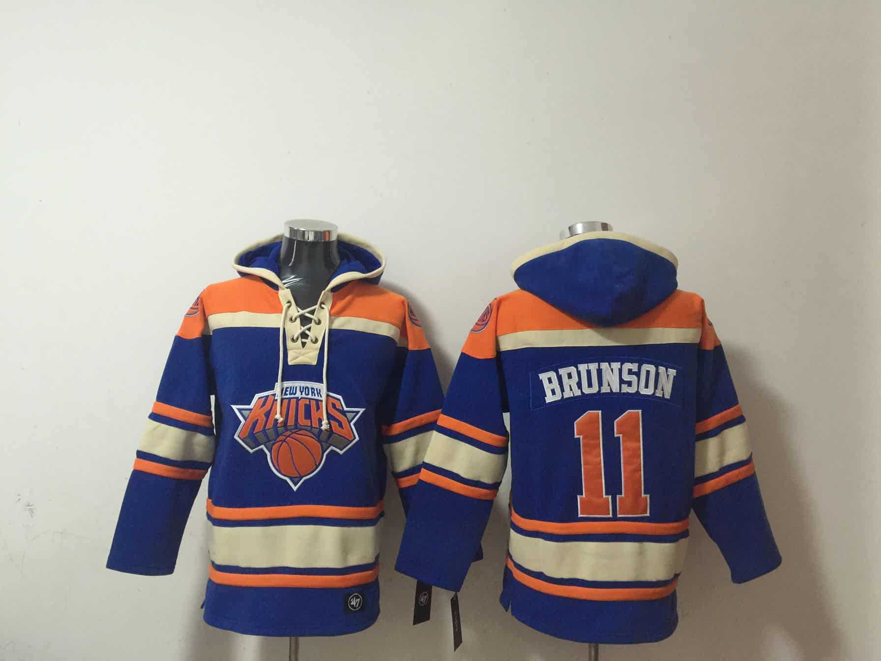 Men's New Yok Knicks #11 Jalen Brunson Blue Lace-Up Pullover Hoodie,We sell and wholesale Men's New Yok Knicks #11 Jalen Brunson Blue Lace-Up Pullover Hoodie on line form chian!