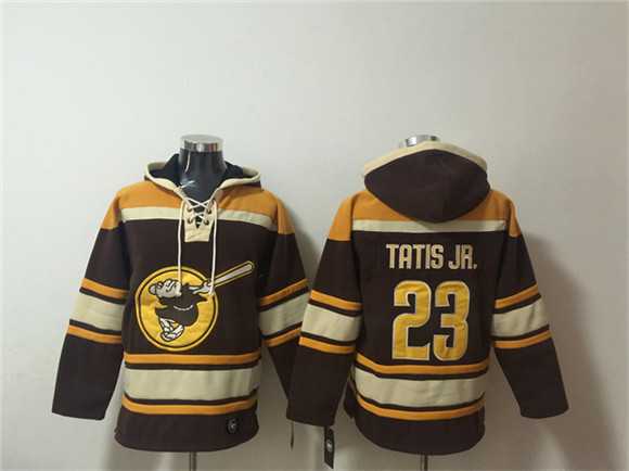 Men's San Diego Padres #23 Fernando Tatis Jr. Brown Gold Ageless Must-Have Lace-Up Pullover Hoodie,We sell and wholesale Men's San Diego Padres #23 Fernando Tatis Jr. Brown Gold Ageless Must-Have Lace-Up Pullover Hoodie on line form chian!