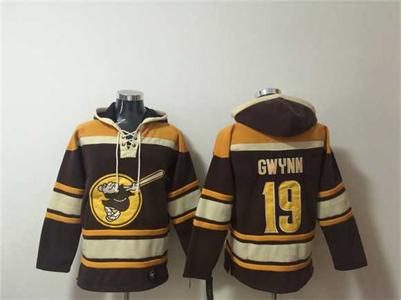 Men's San Diego Padres #19 Tony Gwynn Brown Gold Ageless Must-Have Lace-Up Pullover Hoodie,We sell and wholesale Men's San Diego Padres #19 Tony Gwynn Brown Gold Ageless Must-Have Lace-Up Pullover Hoodie on line form chian!