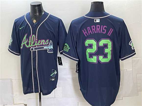Men's Atlanta Braves #23 Michael Harris II Navy Galaxy With Outkast Patch Vapor Limited Stitched Jersey Dzhi,We sell and wholesale Men's Atlanta Braves #23 Michael Harris II Navy Galaxy With Outkast Patch Vapor Limited Stitched Jersey Dzhi on line form chian!