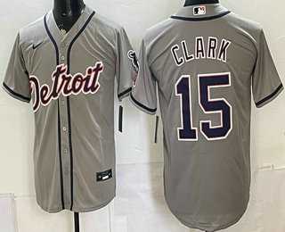 Men's Detroit Tigers #15 Max Clark Grey Cool Base Jersey,We sell and wholesale Men's Detroit Tigers #15 Max Clark Grey Cool Base Jersey on line form chian!