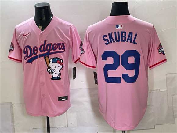 Men's Los Angeles Dodgers #29 Tarik Skubal Pink Hello Kitty Night 2025 World Series Champions Patch Stitched Jersey Dzhi,We sell and wholesale Men's Los Angeles Dodgers #29 Tarik Skubal Pink Hello Kitty Night 2025 World Series Champions Patch Stitched Jersey Dzhi on line form chian!