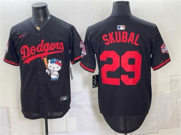 Men's Los Angeles Dodgers #29 Tarik Skubal Black Hello Kitty Night 2025 World Series Champions Patch Stitched Jersey Dzhi,We sell and wholesale Men's Los Angeles Dodgers #29 Tarik Skubal Black Hello Kitty Night 2025 World Series Champions Patch Stitched Jersey Dzhi on line form chian!