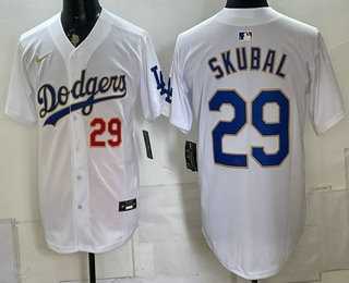 Men's Los Angeles Dodgers #29 Tarik Skubal White Gold Limited Stitched Jersey,We sell and wholesale Men's Los Angeles Dodgers #29 Tarik Skubal White Gold Limited Stitched Jersey on line form chian!