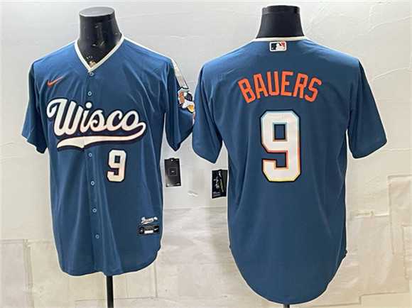 Men's Milwaukee Brewers #9 Jake Bauers Mineral Blue 2026 City Connect Stadium Stitched Jersey Dzhi,We sell and wholesale Men's Milwaukee Brewers #9 Jake Bauers Mineral Blue 2026 City Connect Stadium Stitched Jersey Dzhi on line form chian!