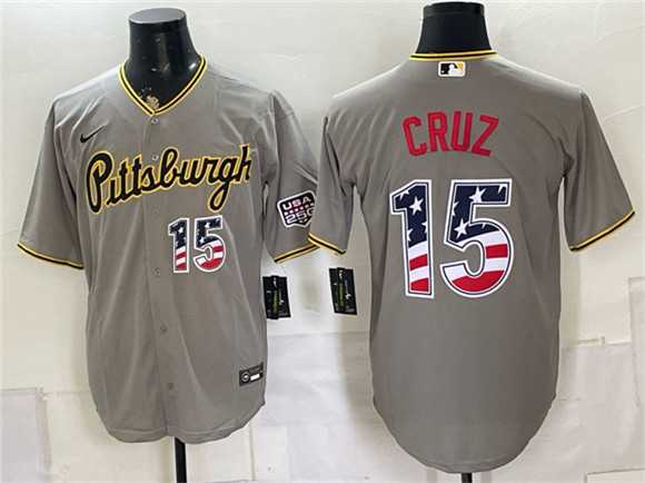 Men's Pittsburgh Pirates #15 Oneil Cruz Grey USA 250 Fourth of July Stitched Jersey Dzhi,We sell and wholesale Men's Pittsburgh Pirates #15 Oneil Cruz Grey USA 250 Fourth of July Stitched Jersey Dzhi on line form chian!