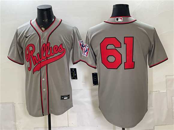 Men's Philadelphia Phillies #61 Cristopher Sanchez Gray 2026 Field of Dreams Stadium Stitched Baseball Jersey,We sell and wholesale Men's Philadelphia Phillies #61 Cristopher Sanchez Gray 2026 Field of Dreams Stadium Stitched Baseball Jersey on line form chian!