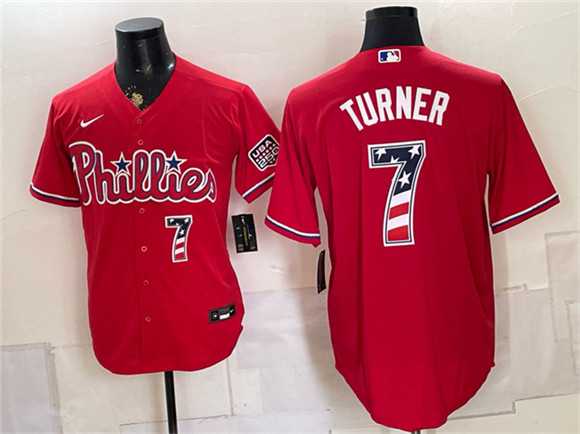 Men's Philadelphia Phillies #7 Trea Turner Red USA 250 Fourth of July Home Stitched Jersey Dzhi,We sell and wholesale Men's Philadelphia Phillies #7 Trea Turner Red USA 250 Fourth of July Home Stitched Jersey Dzhi on line form chian!
