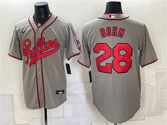 Men's Philadelphia Phillies #28 Alec Bohm Gray 2026 Field of Dreams Stadium Stitched Jersey,We sell and wholesale Men's Philadelphia Phillies #28 Alec Bohm Gray 2026 Field of Dreams Stadium Stitched Jersey on line form chian!