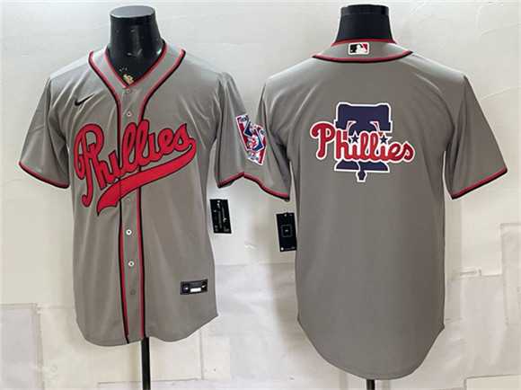 Men's Philadelphia Phillies Team Big Logo Gray 2026 Field of Dreams Stadium Stitched Jersey Dzhi,We sell and wholesale Men's Philadelphia Phillies Team Big Logo Gray 2026 Field of Dreams Stadium Stitched Jersey Dzhi on line form chian!