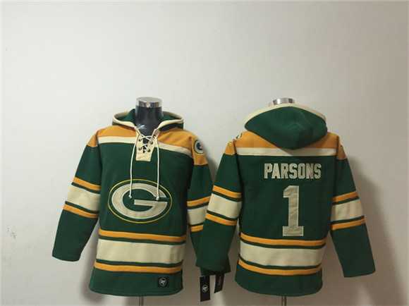 Men's Green Bay Packers #1 Micah Parsons Green Lace-Up Pullover Hoodie,We sell and wholesale Men's Green Bay Packers #1 Micah Parsons Green Lace-Up Pullover Hoodie on line form chian!