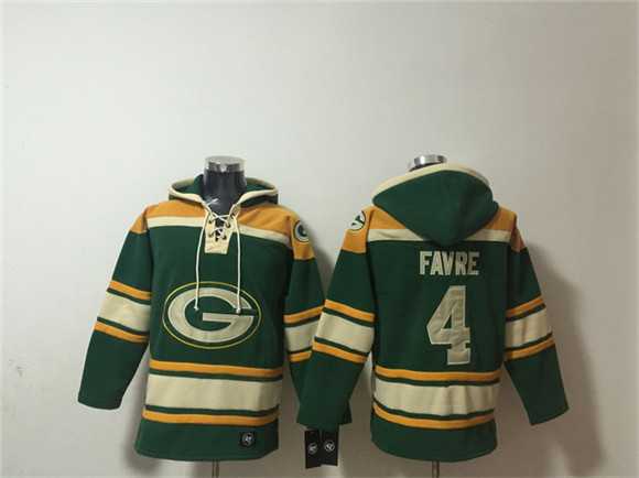 Men's Green Bay Packers #4 Brett Favre Green Lace-Up Pullover Hoodie,We sell and wholesale Men's Green Bay Packers #4 Brett Favre Green Lace-Up Pullover Hoodie on line form chian!