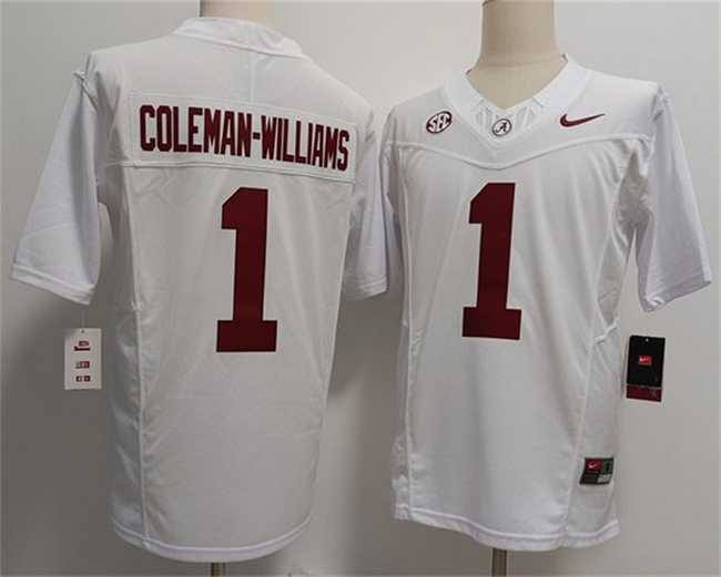 Men's Alabama Crimson Tide #1 Ryan Alexander Coleman-Williams Jr White F.U.S.E 2026 Stitched Football Jersey,We sell and wholesale Men's Alabama Crimson Tide #1 Ryan Alexander Coleman-Williams Jr White F.U.S.E 2026 Stitched Football Jersey on line form chian!