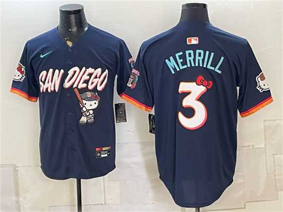 Men's San Diego Padres X Hello Kitty #3 Jackson Merrill Obsidian 2026 City Connect Stadium Stitched Jersey,We sell and wholesale Men's San Diego Padres X Hello Kitty #3 Jackson Merrill Obsidian 2026 City Connect Stadium Stitched Jersey on line form chian!