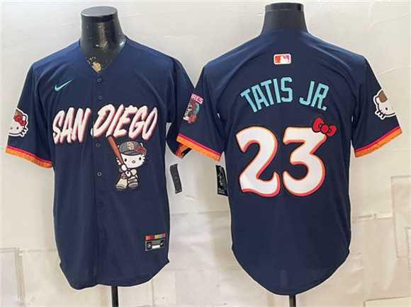Men's San Diego Padres X Hello Kitty #23 Fernando Tatis Jr. Obsidian 2026 City Connect Stadium Stitched Jersey,We sell and wholesale Men's San Diego Padres X Hello Kitty #23 Fernando Tatis Jr. Obsidian 2026 City Connect Stadium Stitched Jersey on line form chian!