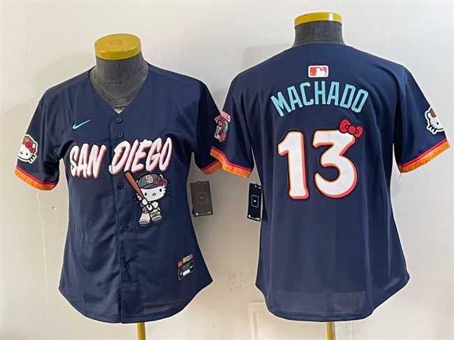 Youth San Diego Padres X Hello Kitty #13 Manny Machado Obsidian 2026 City Connect Stadium Stitched Jersey,We sell and wholesale Youth San Diego Padres X Hello Kitty #13 Manny Machado Obsidian 2026 City Connect Stadium Stitched Jersey on line form chian!